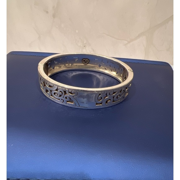Brighton Scroll Silver Tone Hinged Bangle Bracelet - Picture 4 of 6